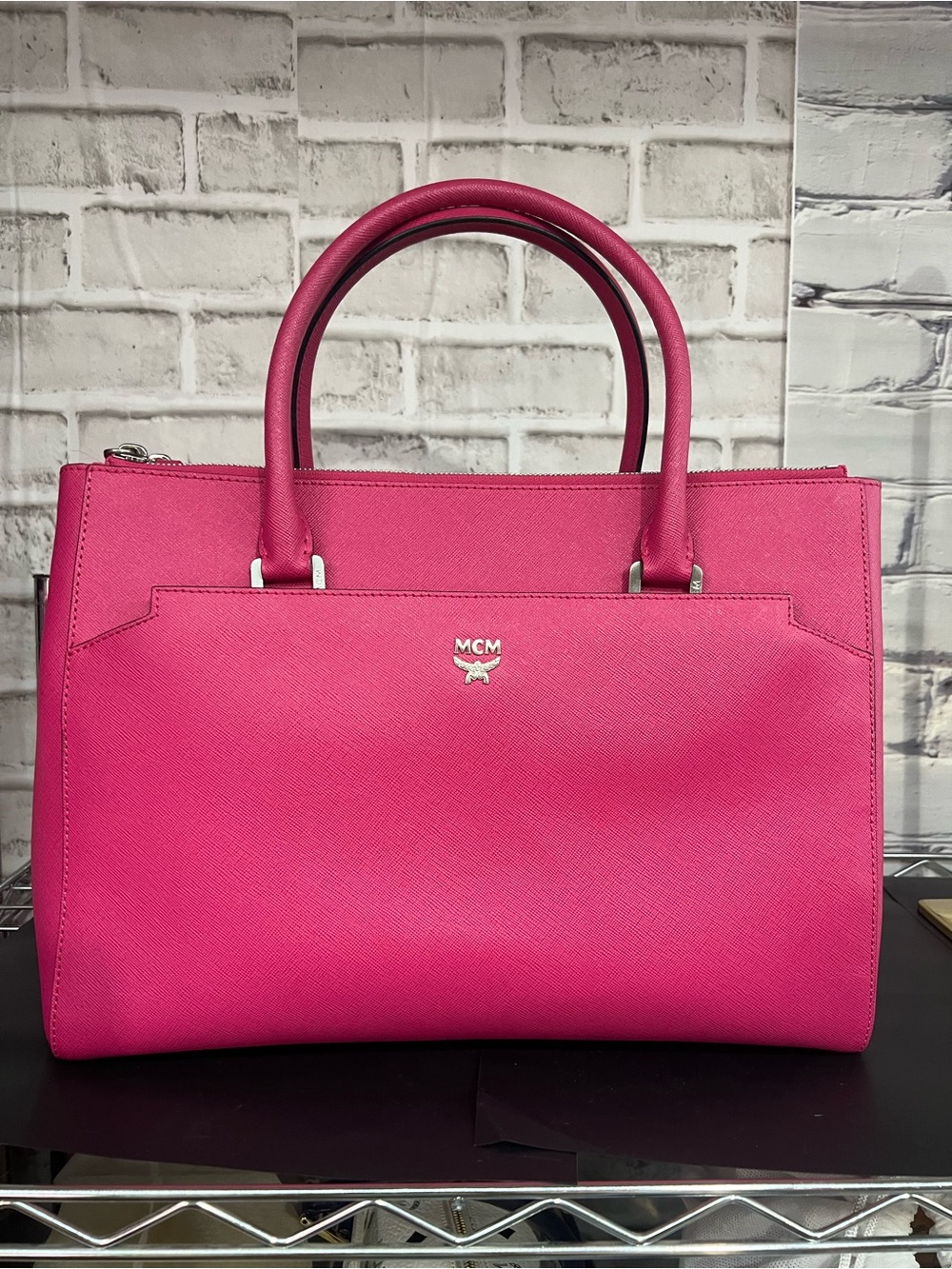 MCM Hot Pink Leather Top-Handle Satchel